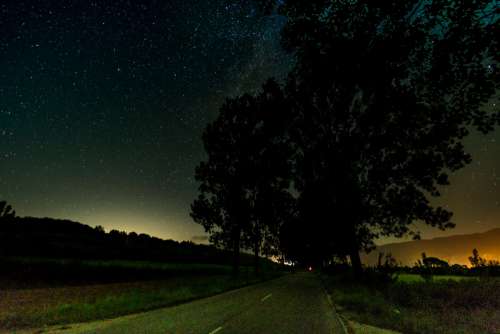 night stars path road summer