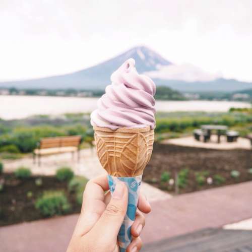 Ice cream in front of mountain Fuji 