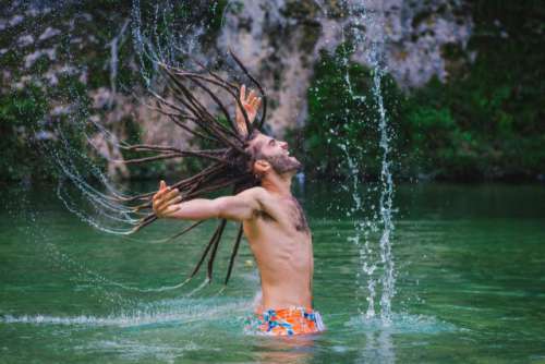 Dreads power, set them free! Splashing in Dominican Republic waters