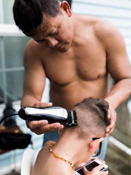 Daddy and son barbershop