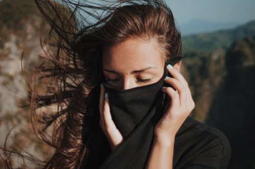 Girl's windswept hair