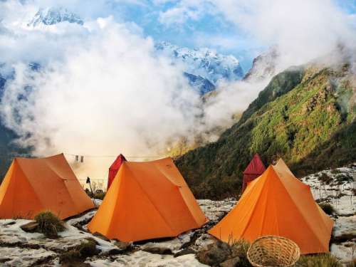 The day before the snow storm. An incredible vantage point in the Himalayas 