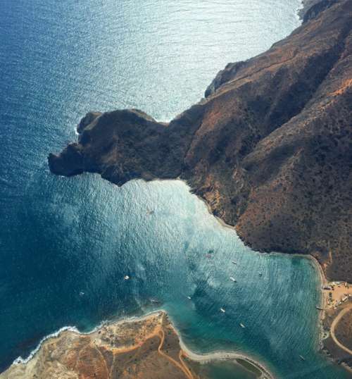 Aerial view of Catalina Island, CA.