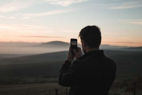 Taking sunrise photo on phone 