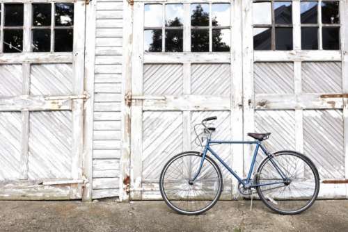Bicycle in front of barn