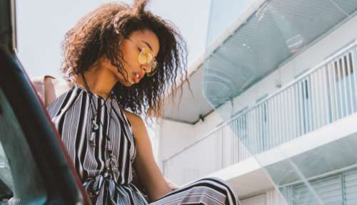 Ebony girl with curly hair