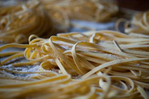 close-up on handmade fresh pasta