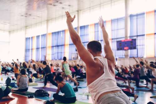 Yoga asana on a yoga festival