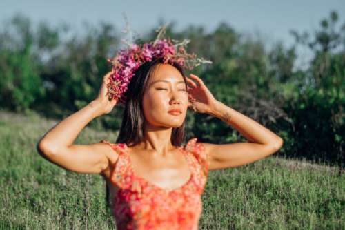 Girl and flower