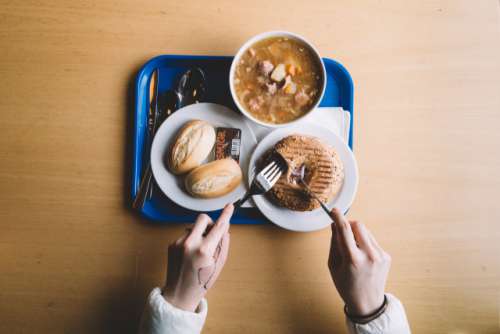 Soup , breads and salmon bagel for your breakfast