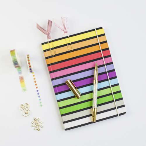 paper notebook flat lay colorful top