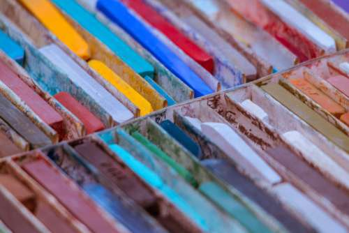 colored chalk close up pastels art