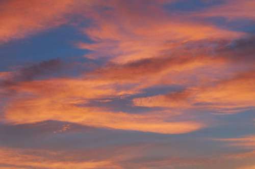 sunset pink sky clouds blue