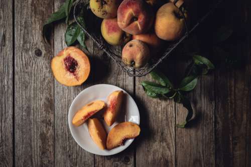 peaches top view fresh fruit