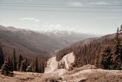 road car mountains vintage scenic