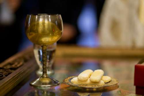 Wine and Biscuits from the Religious Ceremony