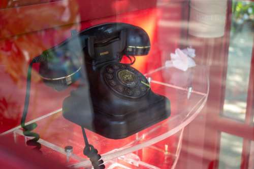 Vintage Black Telephone With Rotary Dial
