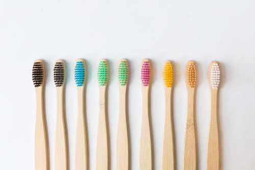 Set Of Colorful Bamboo Toothbrushes Photo