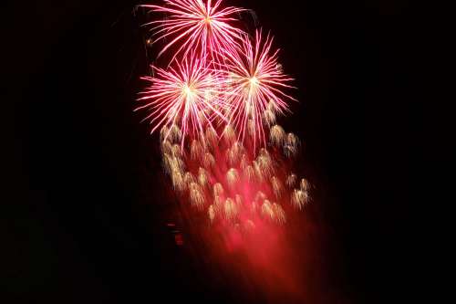 Red Fireworks Display Photo
