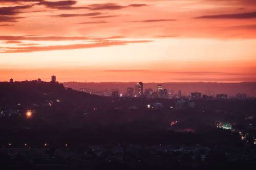 Orange Sunset Over City Landscape Photo