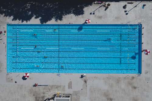 Aerial View Of Lane Swimming Pool From Drone Photo