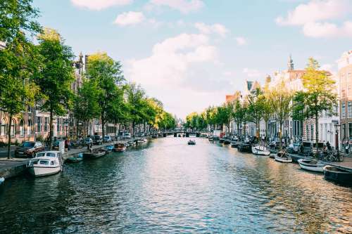 View Down Canal In Amsterdam Photo