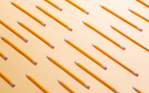 Yellow Writing Pencils Arranged In Lines Photo