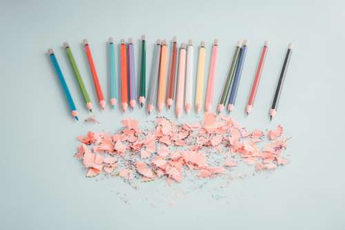 Coloring Pencils Point To Shavings Photo