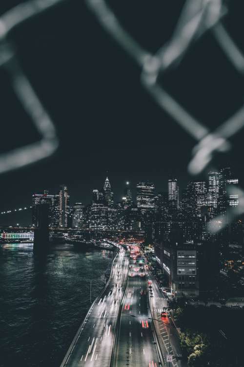 City Through Wire Photo