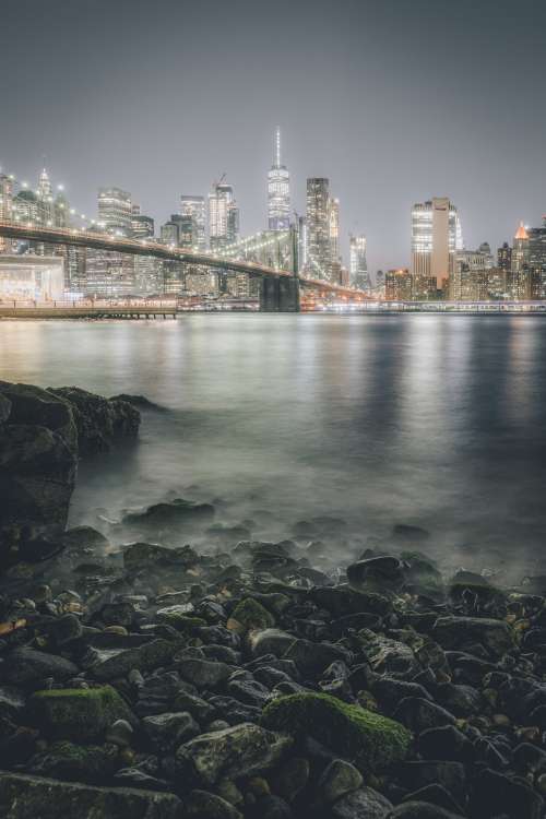 Rocks And Lights Of New York Photo