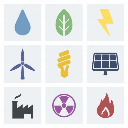 Various renewable energy symbols
