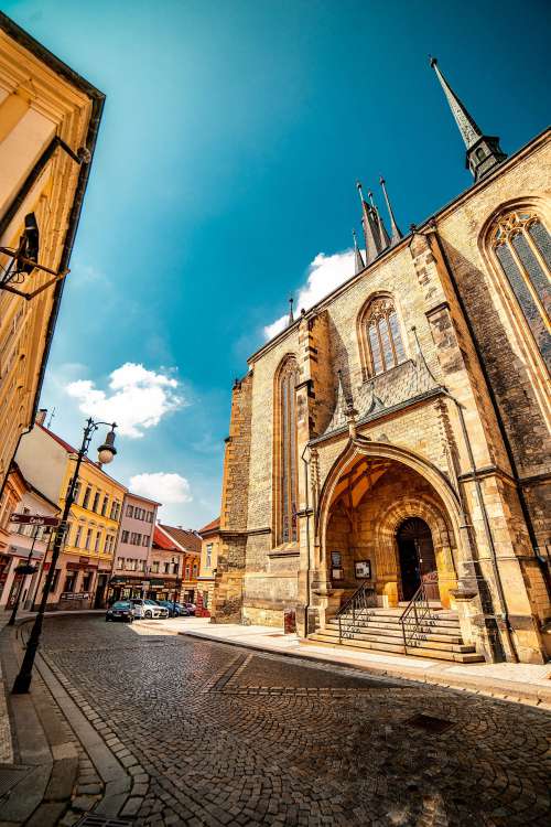 Entry to Church of St. Nicholas in Louny, Czechia Free Photo