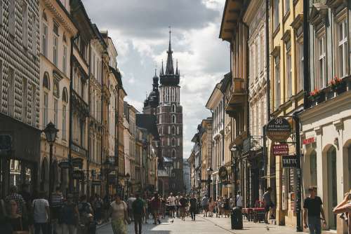 Krakow Street Poland Tourism Old Tower Europe