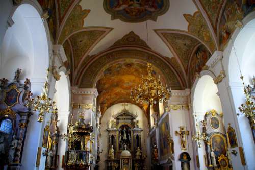 Church Interior Nave Religion Faith Golden Gilded
