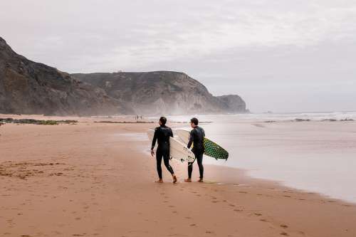 Surfer Ocean Algarve Vacations Portugal Sea Beach