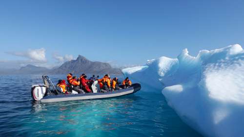 Iceberg Ice Greenland Tourism Rib Boat Dinghy