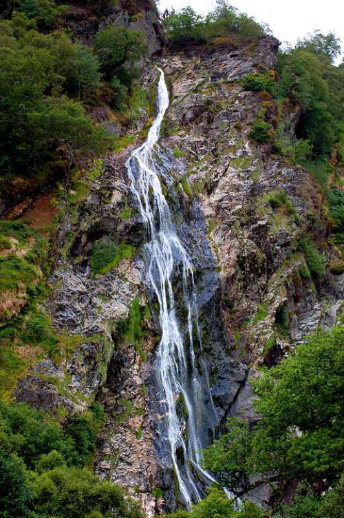 Waterfall Water Mountain Nature Green Bach Source