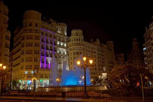 Valencia Spain Architecture Building City Lighting