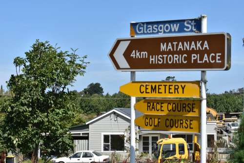 Waikouaiti Dunedin Otago Travel Sign Road