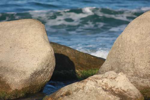 Boulders Stones Landscape Nature Sea Ocean