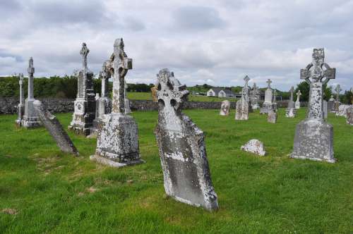 Graveyard Cross Religion Landscape Memory Stone