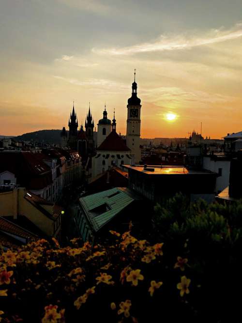 Prague Sunset Landmark Czech Europe Romantic