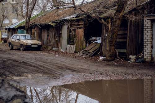 Russia Voronezh Lada Yard Garages Ussr Old