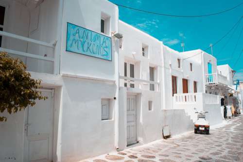 Landscape Greece Island Mykonos Houses White