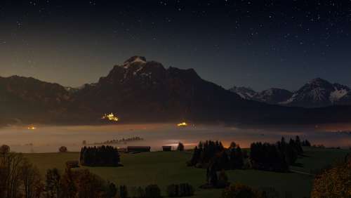 Allgäu At Night Starry Sky Mountains Alpine
