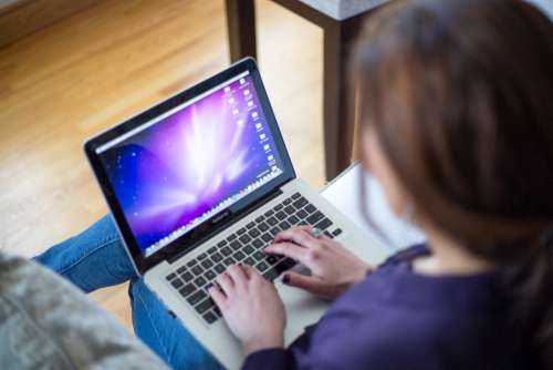 laptop typing woman working developer