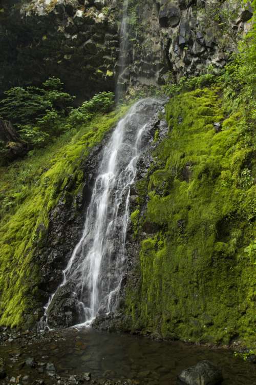 waterfall nature mountain narrow cliff
