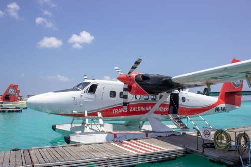 Harbour Air Seaplanes Docked in Maldives