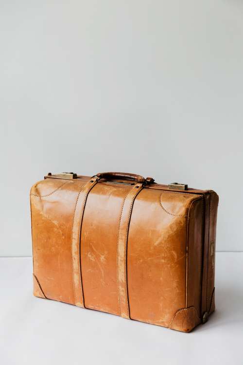 Brown Leather Suitcase Photo