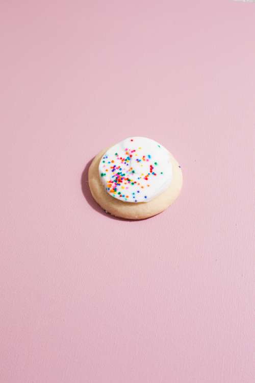 Single Cookie On Pink Photo